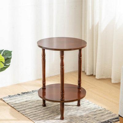 現代的な北欧の丸い木製コーヒーテーブル 2段 リビングルーム用 