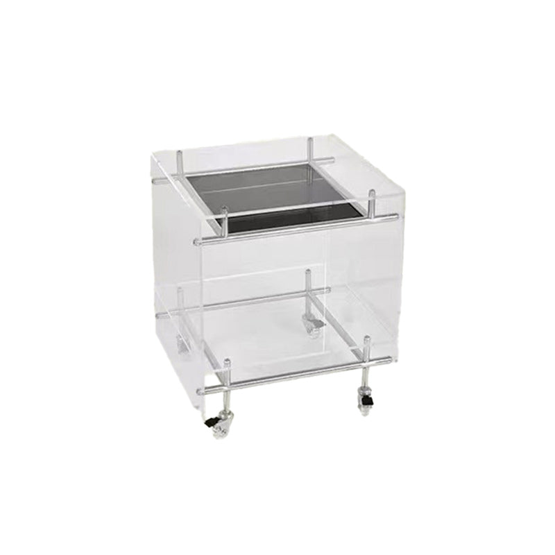 Zeitgenössischer Luxus Beweglicher Quadratischer Acryl-Edelstahl-Beistelltisch 2-stufig Für Wohnzimmer 