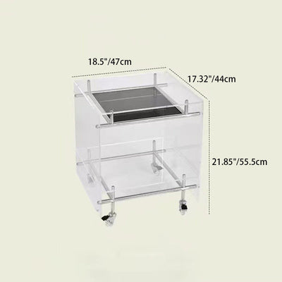 Zeitgenössischer Luxus Beweglicher Quadratischer Acryl-Edelstahl-Beistelltisch 2-stufig Für Wohnzimmer 