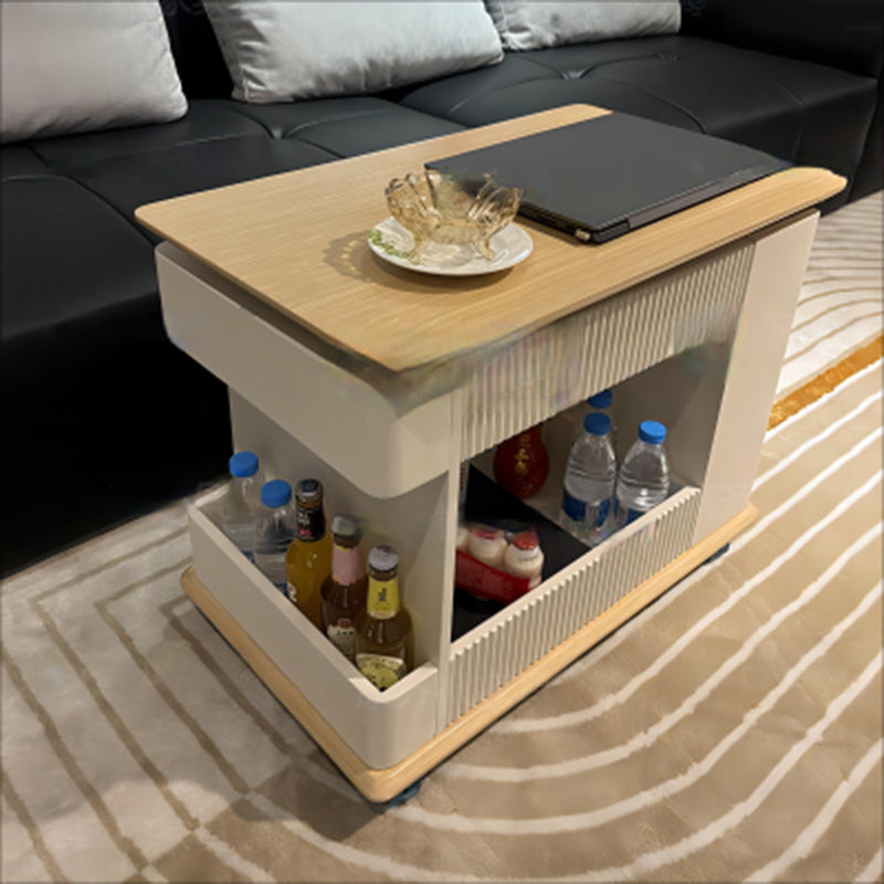 Moderner minimalistischer rechteckiger Couchtisch aus Sperrholz mit abnehmbarer 2-Fach-Aufbewahrung für das Wohnzimmer 