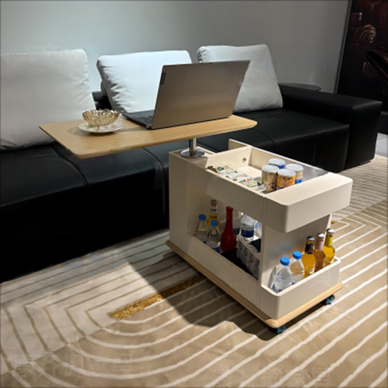 Moderner minimalistischer rechteckiger Couchtisch aus Sperrholz mit abnehmbarer 2-Fach-Aufbewahrung für das Wohnzimmer 