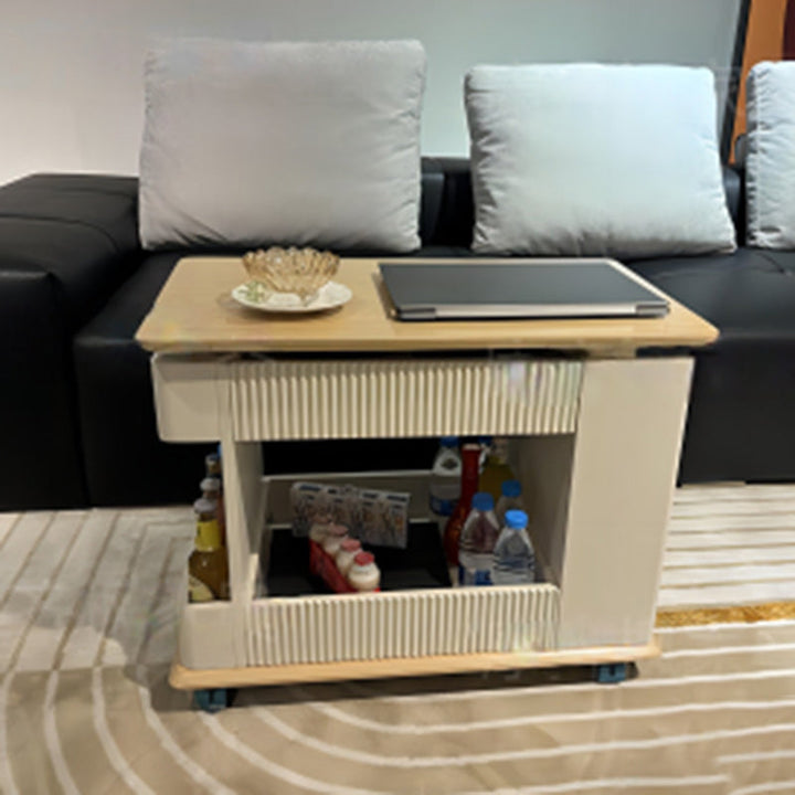 Moderner minimalistischer rechteckiger Couchtisch aus Sperrholz mit abnehmbarer 2-Fach-Aufbewahrung für das Wohnzimmer 