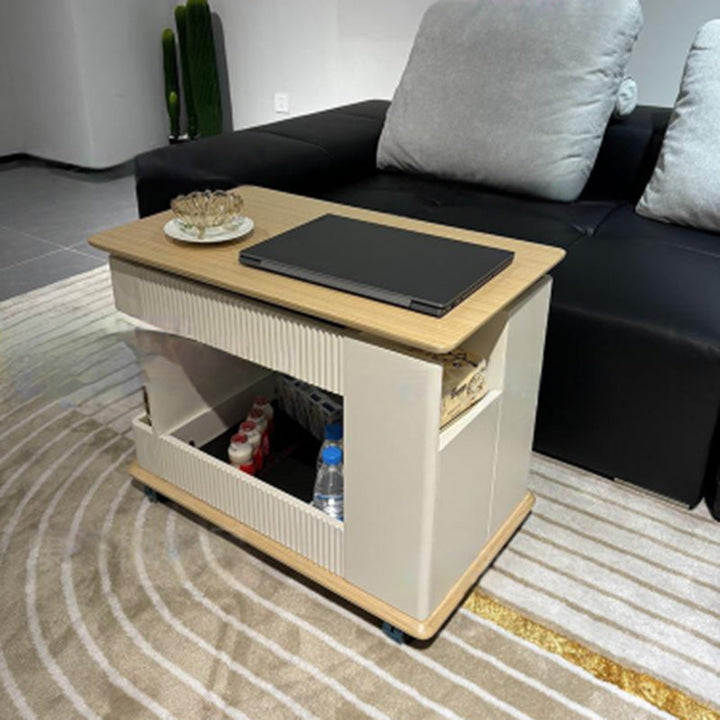 Moderner minimalistischer rechteckiger Couchtisch aus Sperrholz mit abnehmbarer 2-Fach-Aufbewahrung für das Wohnzimmer 