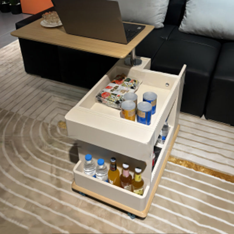 Moderner minimalistischer rechteckiger Couchtisch aus Sperrholz mit abnehmbarer 2-Fach-Aufbewahrung für das Wohnzimmer 
