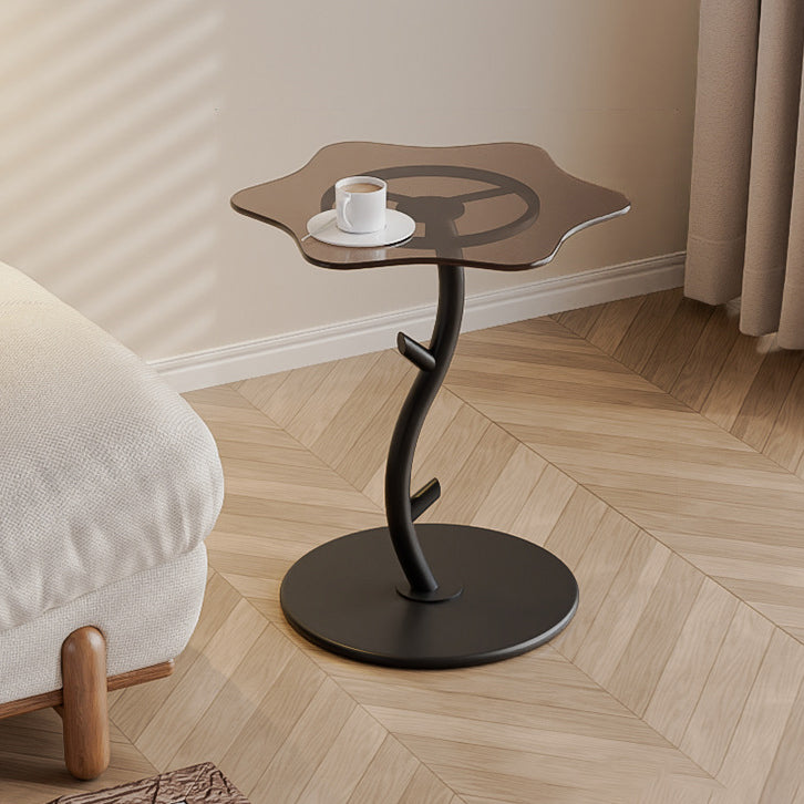 Mesa de café de vidrio templado con losa de roca creativa contemporánea de 1 nivel para sala de estar 