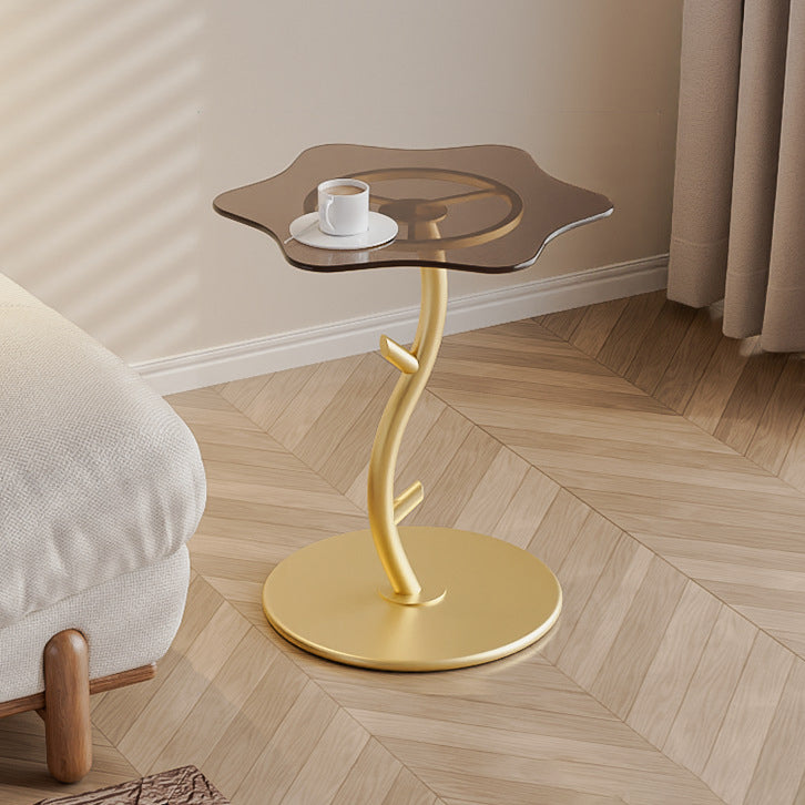 Mesa de café de vidrio templado con losa de roca creativa contemporánea de 1 nivel para sala de estar 