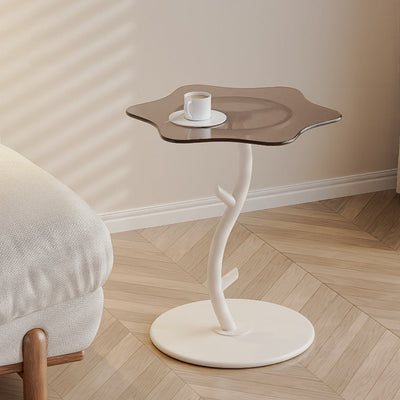 Mesa de café de vidrio templado con losa de roca creativa contemporánea de 1 nivel para sala de estar 