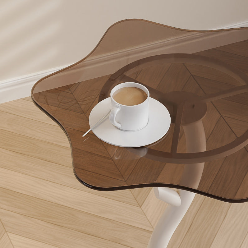 Mesa de café de vidrio templado con losa de roca creativa contemporánea de 1 nivel para sala de estar 