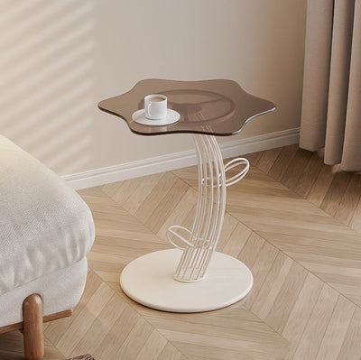 Mesa de café de vidrio templado con losa de roca creativa contemporánea de 1 nivel para sala de estar 