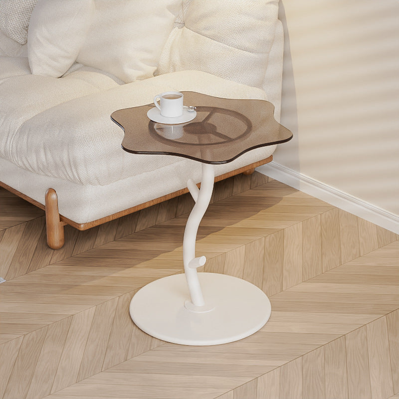 Mesa de café de vidrio templado con losa de roca creativa contemporánea de 1 nivel para sala de estar 