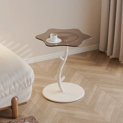 Mesa de café de vidrio templado con losa de roca creativa contemporánea de 1 nivel para sala de estar 