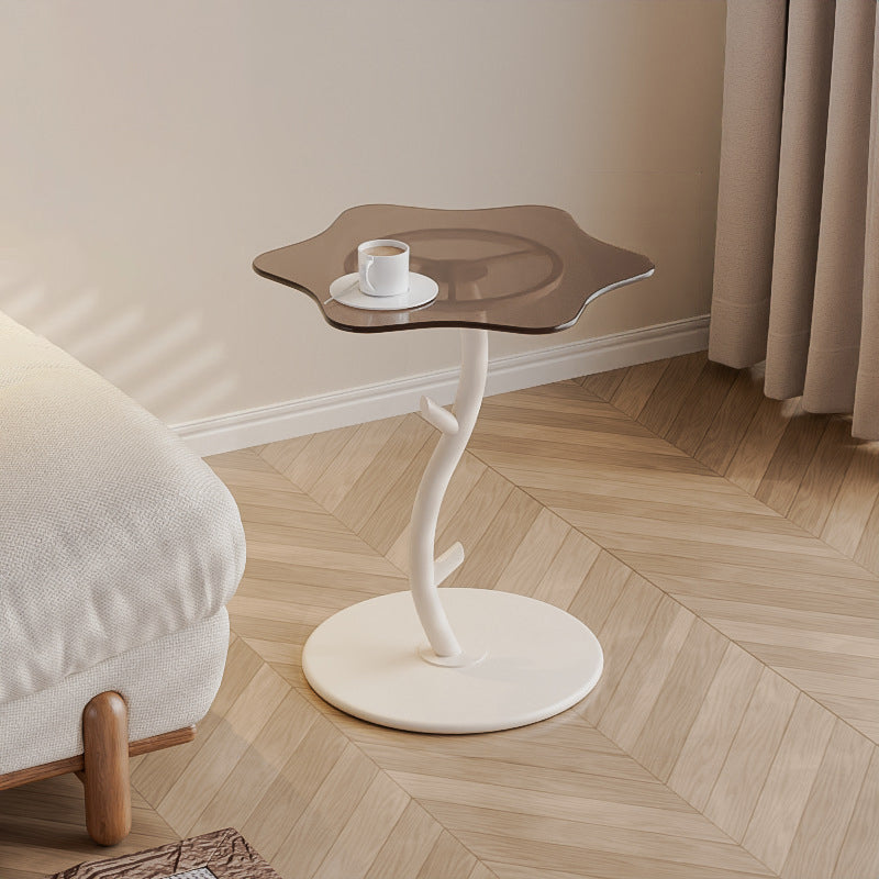 Mesa de café de vidrio templado con losa de roca creativa contemporánea de 1 nivel para sala de estar 