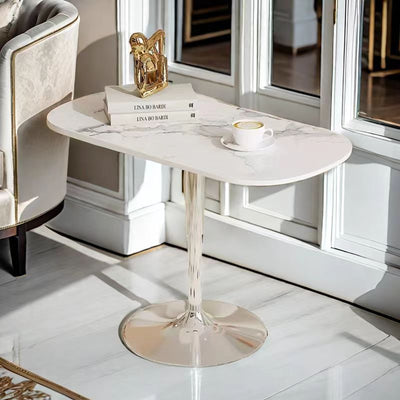 Table d'extrémité en acier inoxydable avec dalle de pierre carrée minimaliste moderne, hauteur réglable, 1 niveau pour le salon 