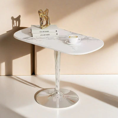 Table d'extrémité en acier inoxydable avec dalle de pierre carrée minimaliste moderne, hauteur réglable, 1 niveau pour le salon 