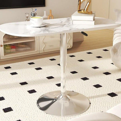 Table d'extrémité en acier inoxydable avec dalle de pierre carrée minimaliste moderne, hauteur réglable, 1 niveau pour le salon 