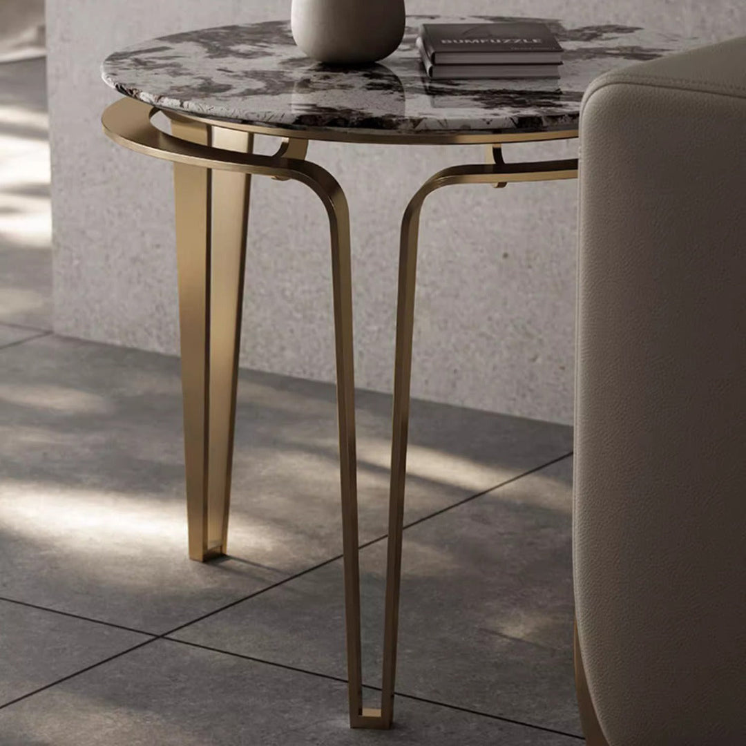 Zeitgenössischer Luxus-Runder Marmortisch mit Edelstahl für das Wohnzimmer 