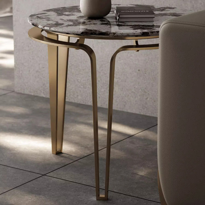Zeitgenössischer Luxus-Runder Marmortisch mit Edelstahl für das Wohnzimmer 