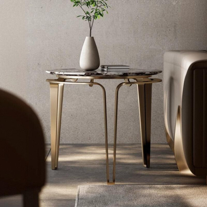 Zeitgenössischer Luxus-Runder Marmortisch mit Edelstahl für das Wohnzimmer 