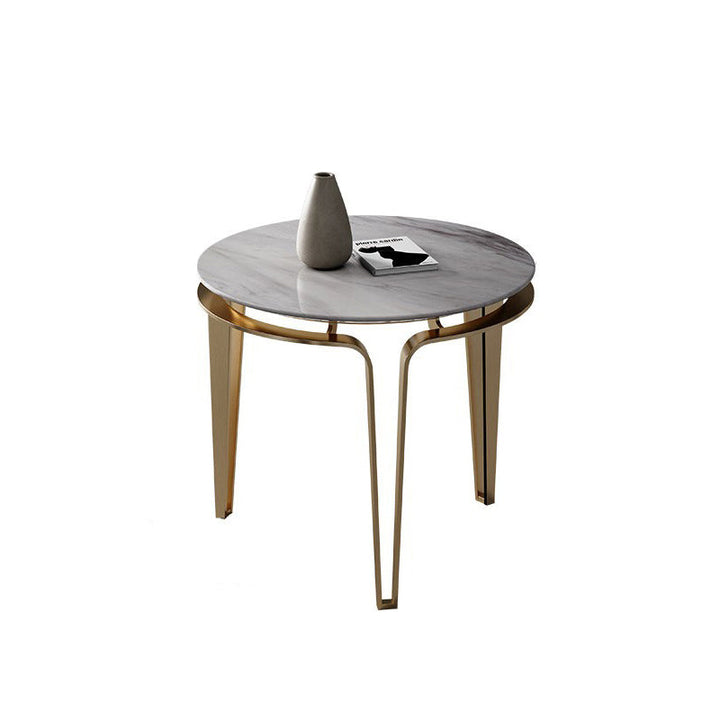Zeitgenössischer Luxus-Runder Marmortisch mit Edelstahl für das Wohnzimmer 