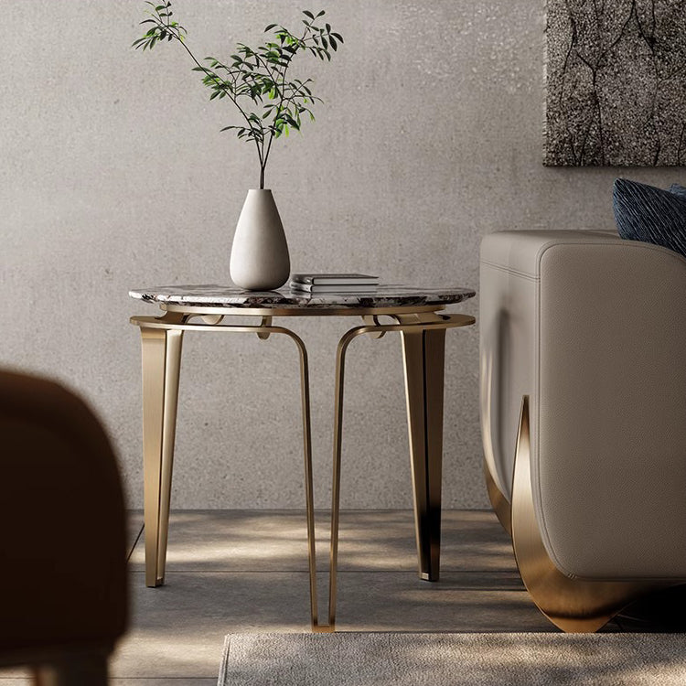 Zeitgenössischer Luxus-Runder Marmortisch mit Edelstahl für das Wohnzimmer 