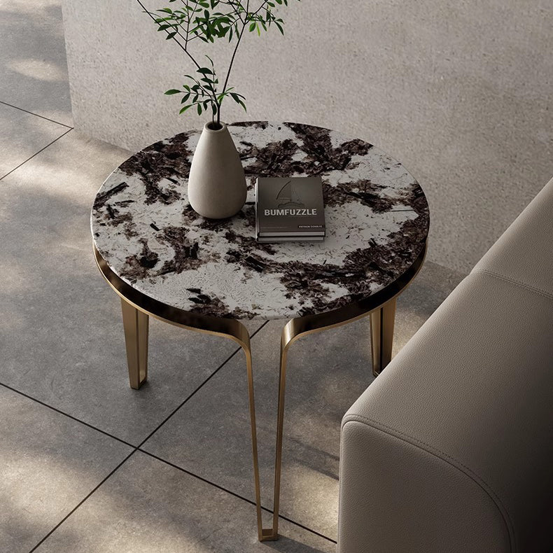 Zeitgenössischer Luxus-Runder Marmortisch mit Edelstahl für das Wohnzimmer 