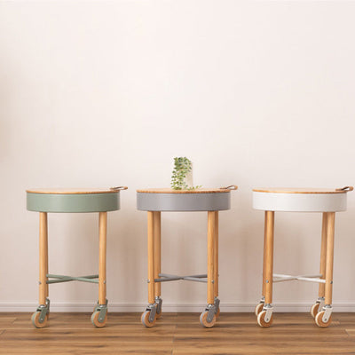 Moderner minimalistischer abnehmbarer runder Holz-Eisen-Beistelltisch mit 1 Ablage für das Wohnzimmer 