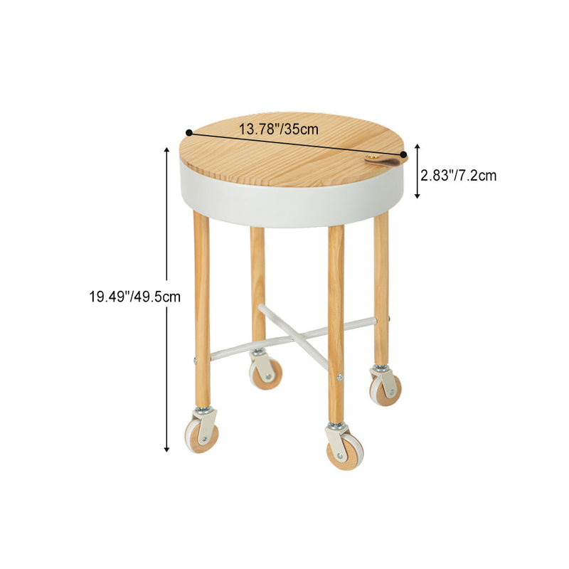 Moderner minimalistischer abnehmbarer runder Holz-Eisen-Beistelltisch mit 1 Ablage für das Wohnzimmer 