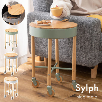 Moderner minimalistischer abnehmbarer runder Holz-Eisen-Beistelltisch mit 1 Ablage für das Wohnzimmer 