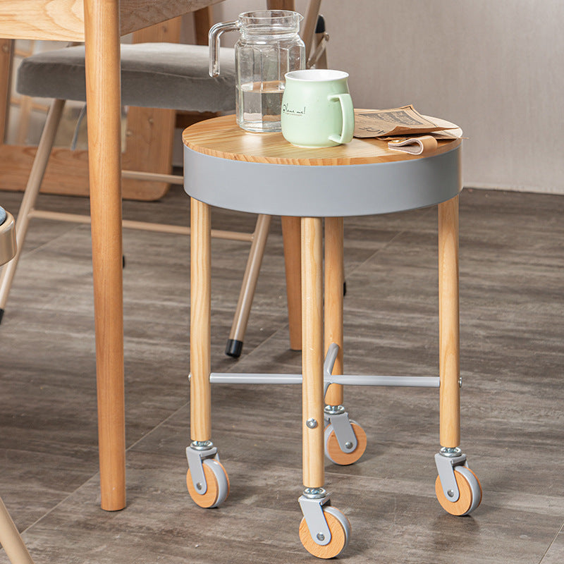 Moderner minimalistischer abnehmbarer runder Holz-Eisen-Beistelltisch mit 1 Ablage für das Wohnzimmer 