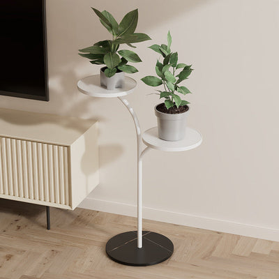 Zeitgenössischer kreativer runder PP-Top-Rock-Slab-Eisentisch 2-stufig für Wohnzimmer 