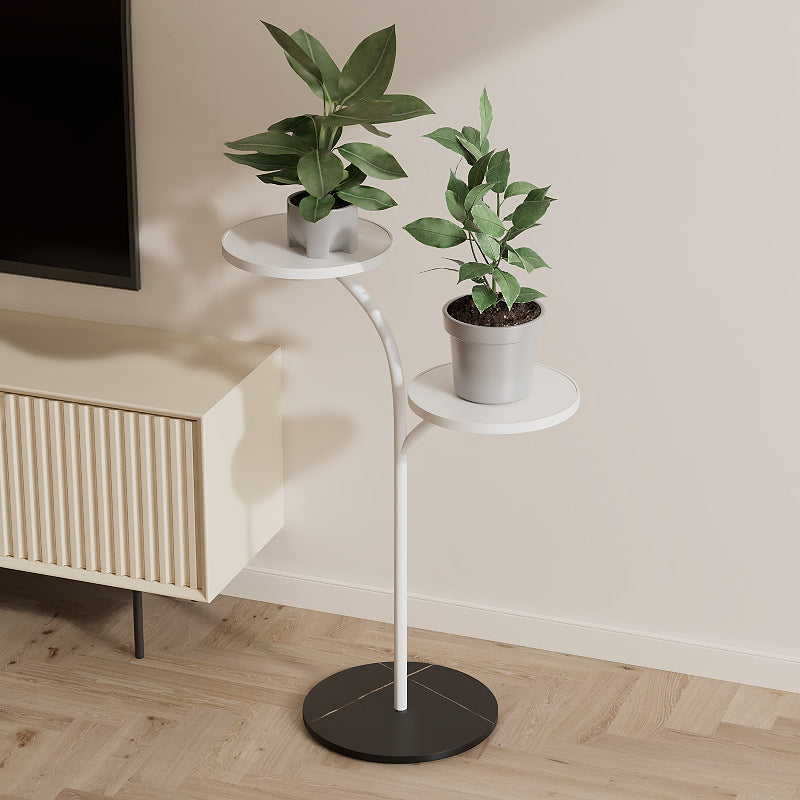 Zeitgenössischer kreativer runder PP-Top-Rock-Slab-Eisentisch 2-stufig für Wohnzimmer 