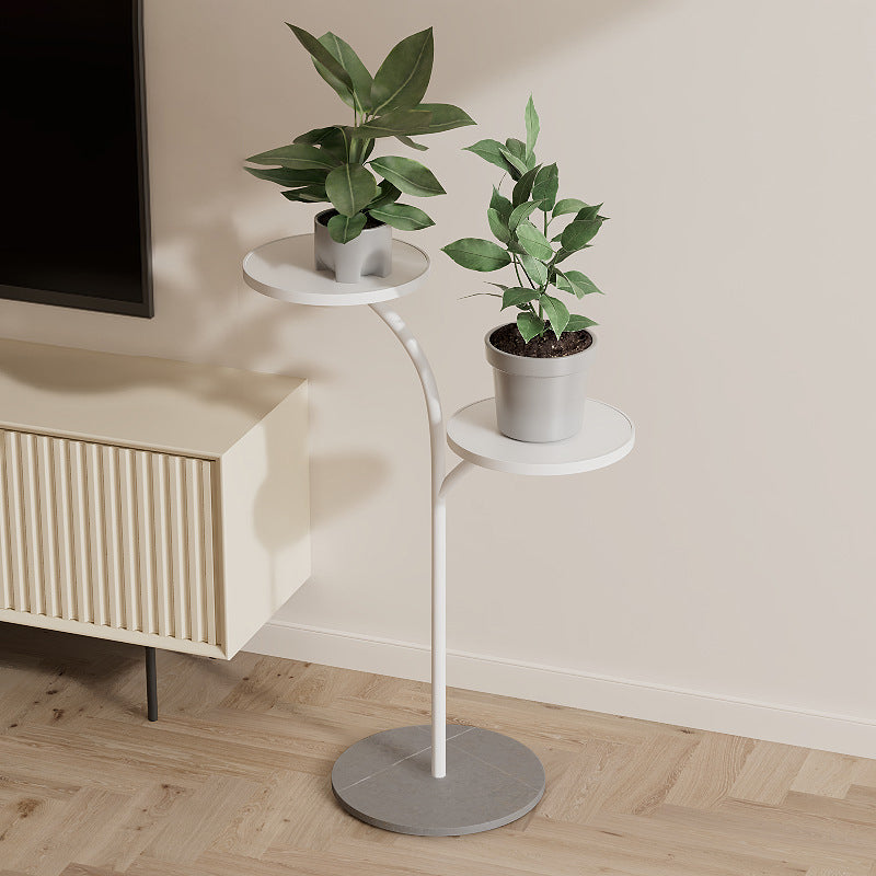 Zeitgenössischer kreativer runder PP-Top-Rock-Slab-Eisentisch 2-stufig für Wohnzimmer 
