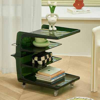 Table d'appoint rectangulaire nordique contemporaine en plastique PC à 4 niveaux, mobile pour salon 