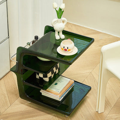 Table d'appoint rectangulaire nordique contemporaine en plastique PC à 4 niveaux, mobile pour salon 