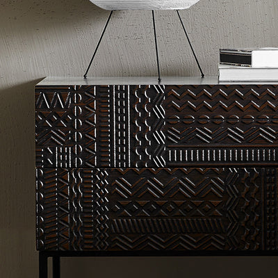 Table de nuit rectangulaire en bois rétro contemporain à 2 tiroirs pour chambre 