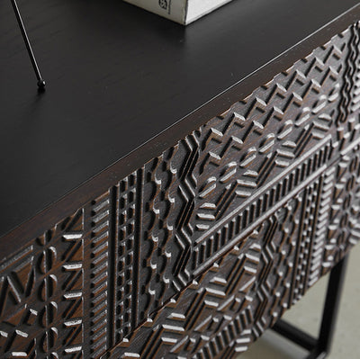 Table de nuit rectangulaire en bois rétro contemporain à 2 tiroirs pour chambre 
