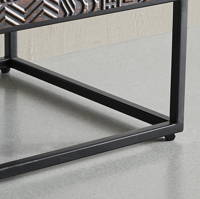 Table de nuit rectangulaire en bois rétro contemporain à 2 tiroirs pour chambre 