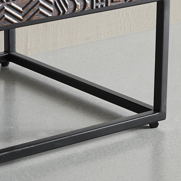 Table de nuit rectangulaire en bois rétro contemporain à 2 tiroirs pour chambre 