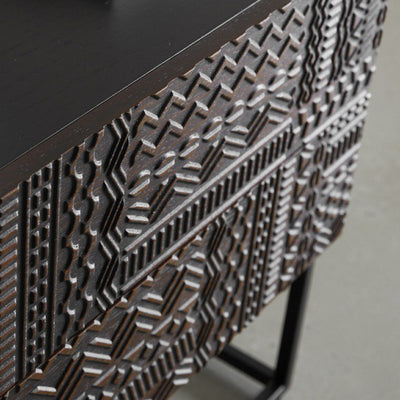 Table de nuit rectangulaire en bois rétro contemporain à 2 tiroirs pour chambre 