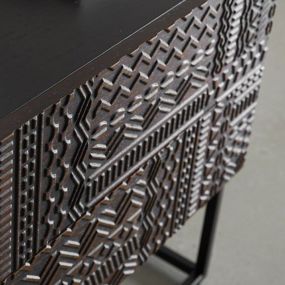 Table de nuit rectangulaire en bois rétro contemporain à 2 tiroirs pour chambre 