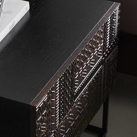 Table de nuit rectangulaire en bois rétro contemporain à 2 tiroirs pour chambre 