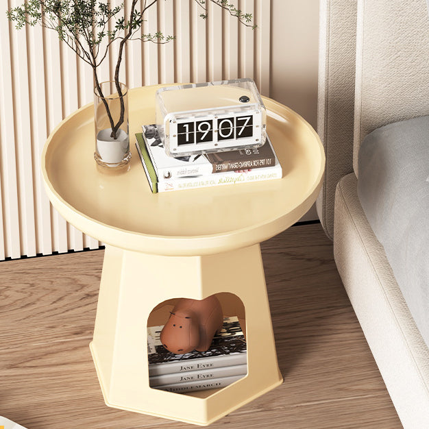 Modern Minimalist Round ABS Plastic Cat Hole Side Table 1-Tier For Living Room