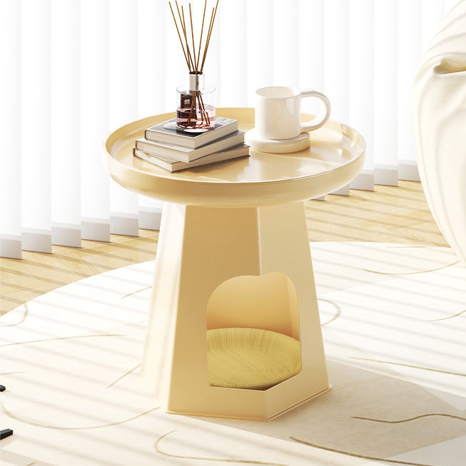Modern Minimalist Round ABS Plastic Cat Hole Side Table 1-Tier For Living Room
