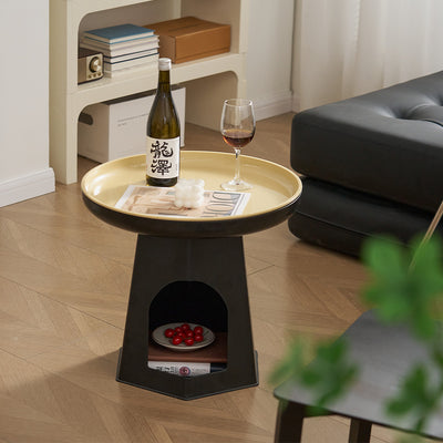 Modern Minimalist Round ABS Plastic Cat Hole Side Table 1-Tier For Living Room