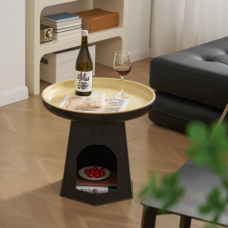 Modern Minimalist Round ABS Plastic Cat Hole Side Table 1-Tier For Living Room