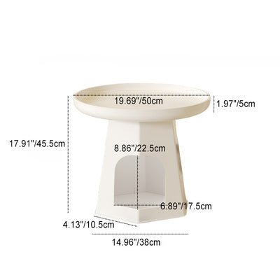 Modern Minimalist Round ABS Plastic Cat Hole Side Table 1-Tier For Living Room