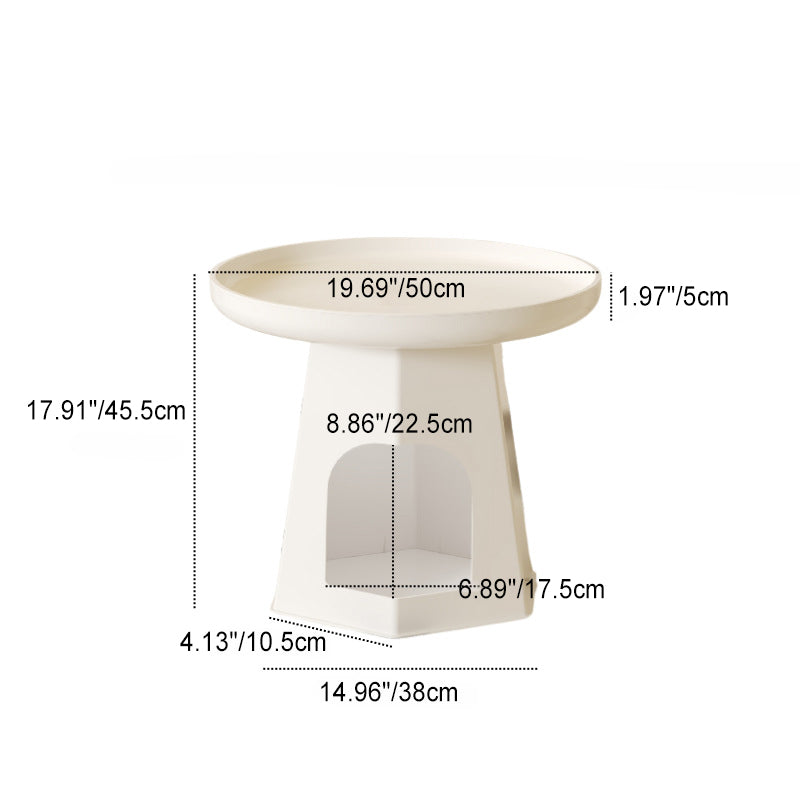 Modern Minimalist Round ABS Plastic Cat Hole Side Table 1-Tier For Living Room