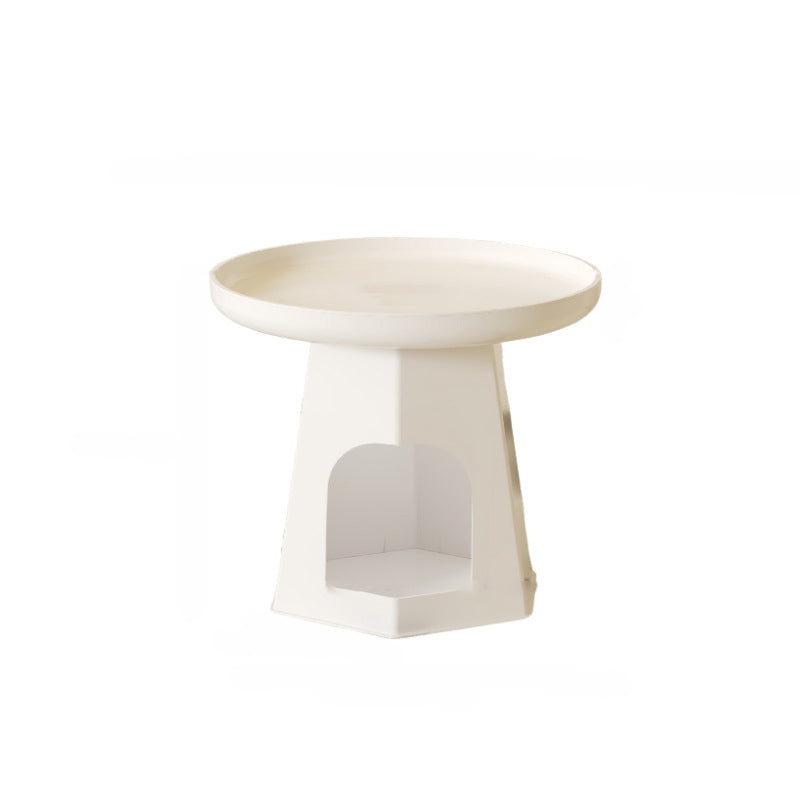 Modern Minimalist Round ABS Plastic Cat Hole Side Table 1-Tier For Living Room