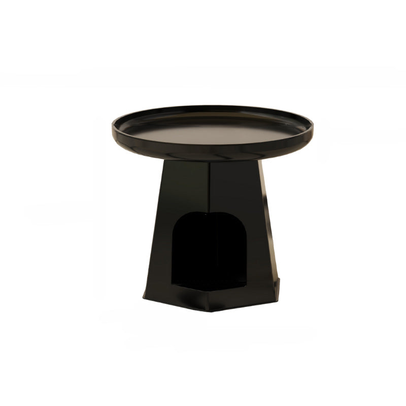 Modern Minimalist Round ABS Plastic Cat Hole Side Table 1-Tier For Living Room