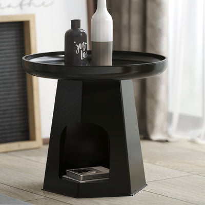 Modern Minimalist Round ABS Plastic Cat Hole Side Table 1-Tier For Living Room